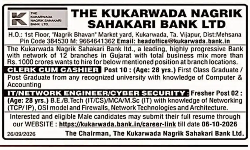 Kukarwada-Nagrik-Sahakari-Bank-Recruitment-2026